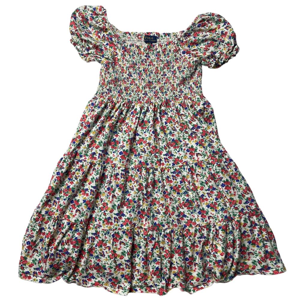 Polo Ralph Lauren Girl's Floral Smocked Jersey Dress Size XL Cotton Flowy
